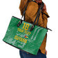 One Team One Game Guyana Football Custom Leather Tote Bag Pride Of Guyana Green Version - African Pride