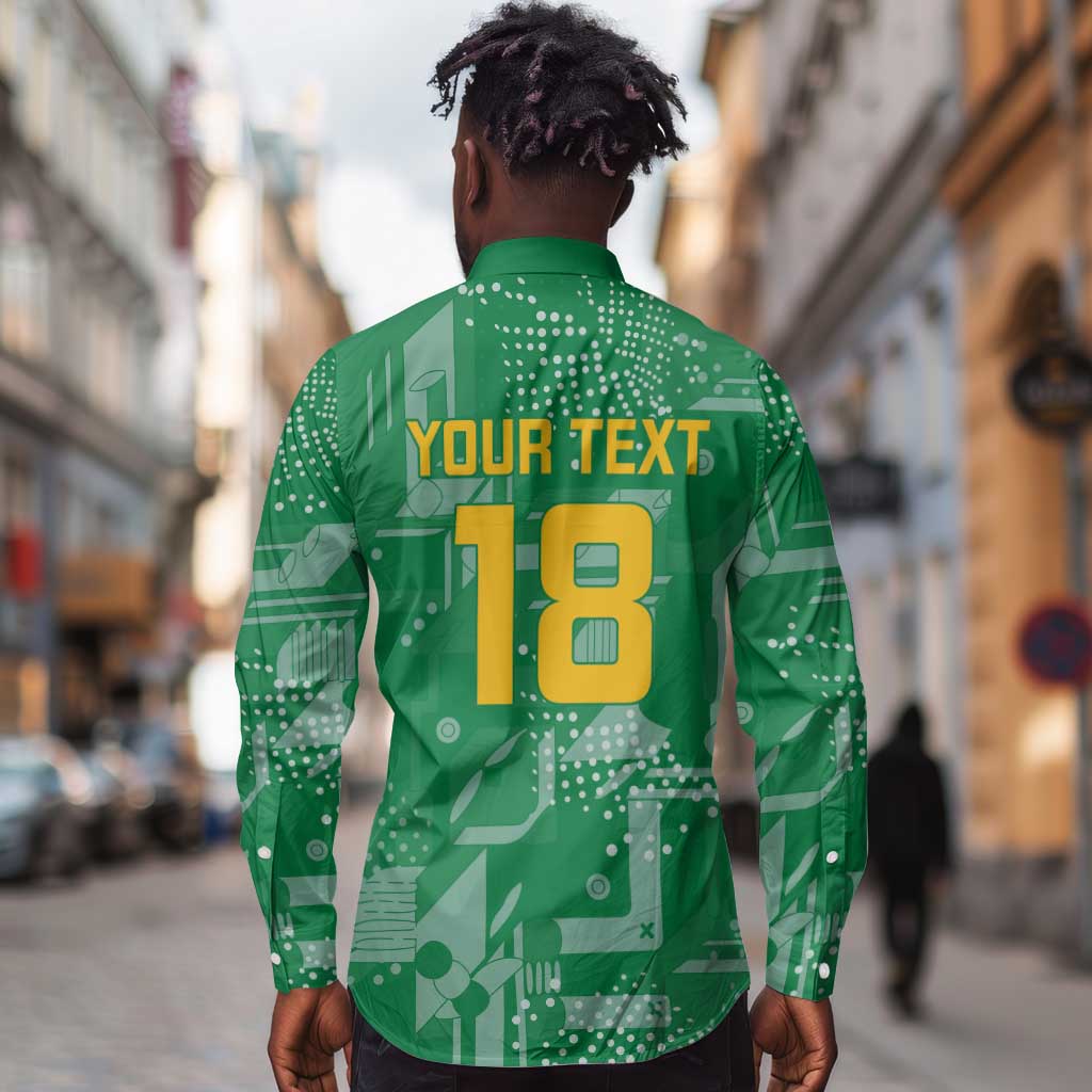 One Team One Game Guyana Football Custom Long Sleeve Button Shirt Pride Of Guyana Green Version - African Pride