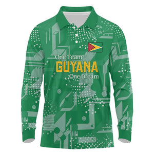 One Team One Game Guyana Football Custom Long Sleeve Polo Shirt Pride Of Guyana Green Version - African Pride