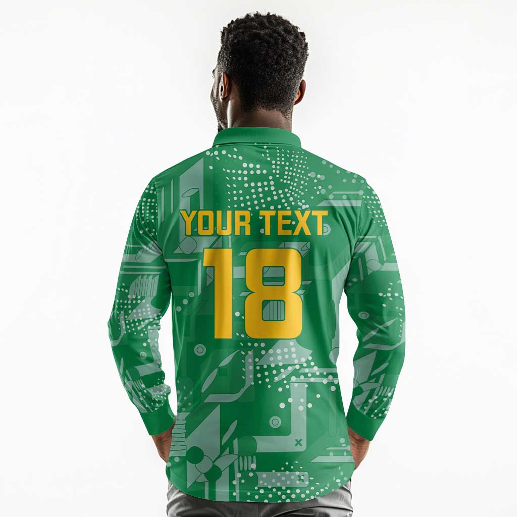 One Team One Game Guyana Football Custom Long Sleeve Polo Shirt Pride Of Guyana Green Version - African Pride