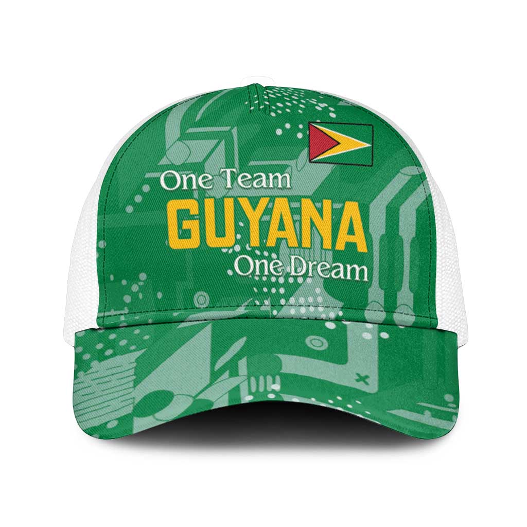 One Team One Game Guyana Mesh Trucker Cap Pride Of Guyana Green Version - African Pride