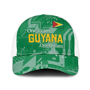 One Team One Game Guyana Mesh Trucker Cap Pride Of Guyana Green Version - African Pride