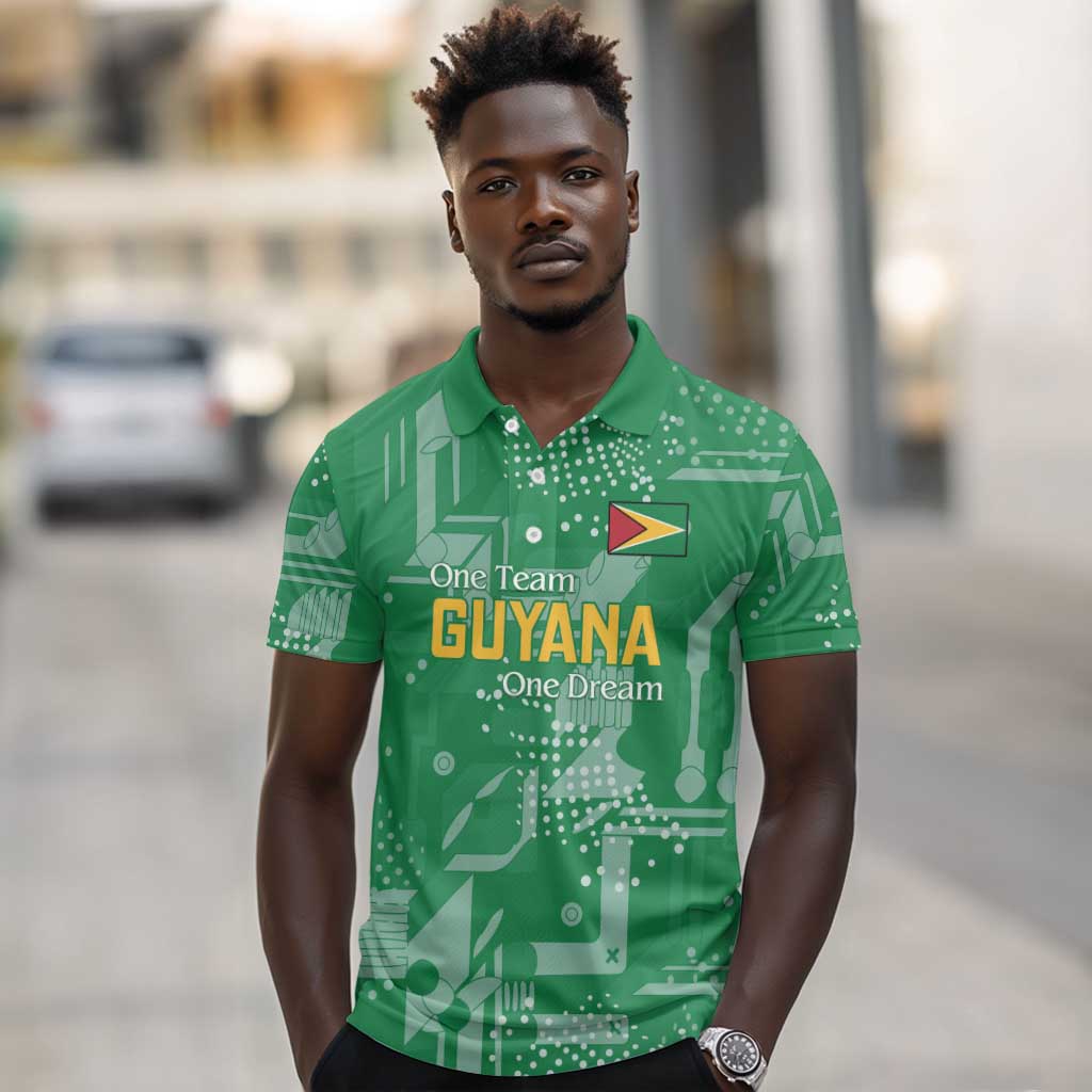 One Team One Game Guyana Football Custom Polo Shirt Pride Of Guyana Green Version - African Pride