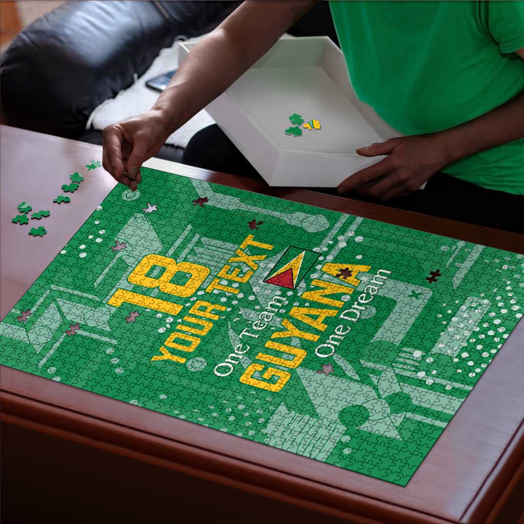 One Team One Game Guyana Football Custom Puzzle Pride Of Guyana Green Version