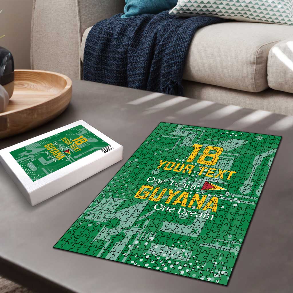 One Team One Game Guyana Football Custom Puzzle Pride Of Guyana Green Version