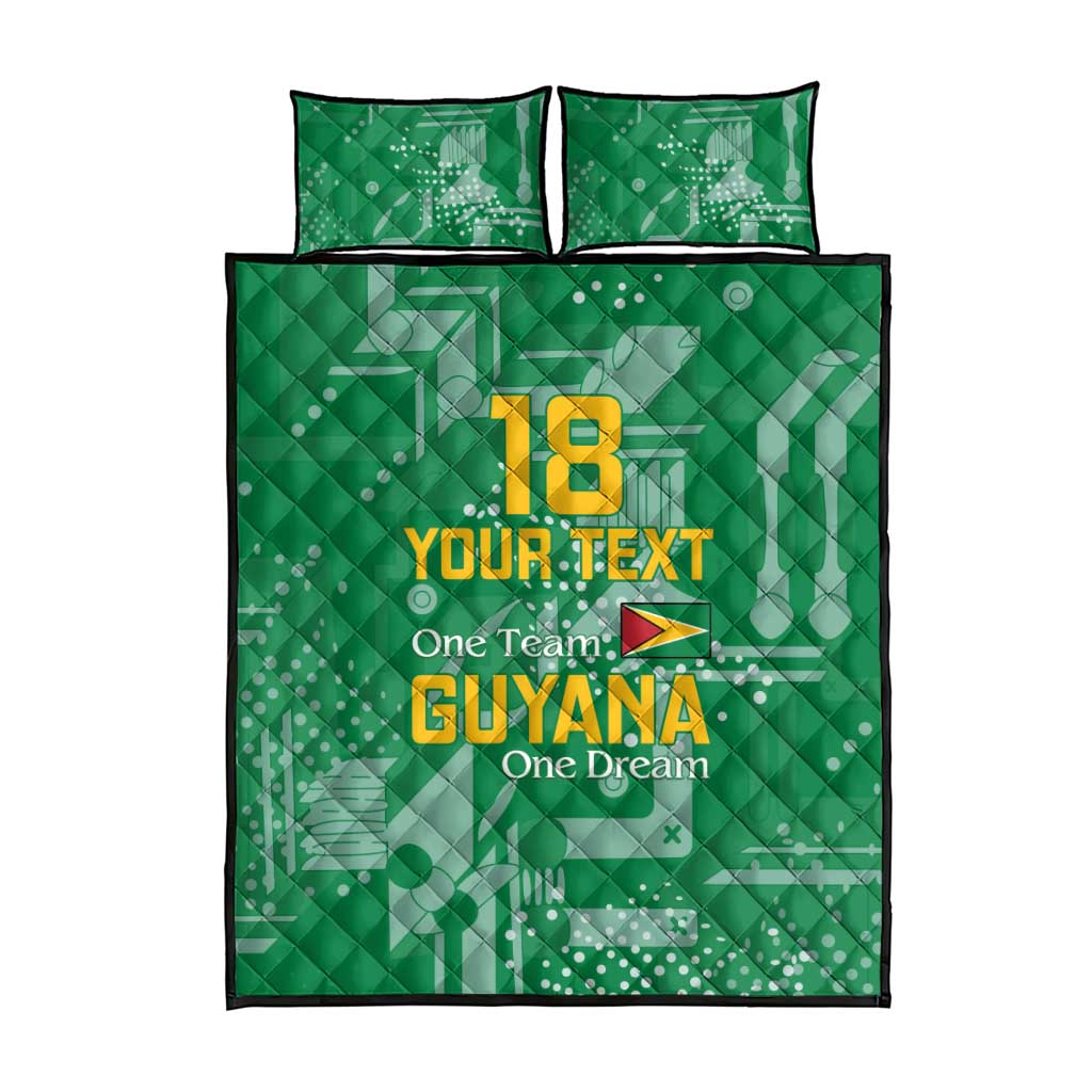 One Team One Game Guyana Football Custom Quilt Bed Set Pride Of Guyana Green Version - African Pride