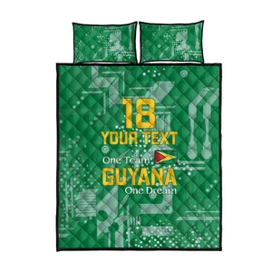 One Team One Game Guyana Football Custom Quilt Bed Set Pride Of Guyana Green Version - African Pride
