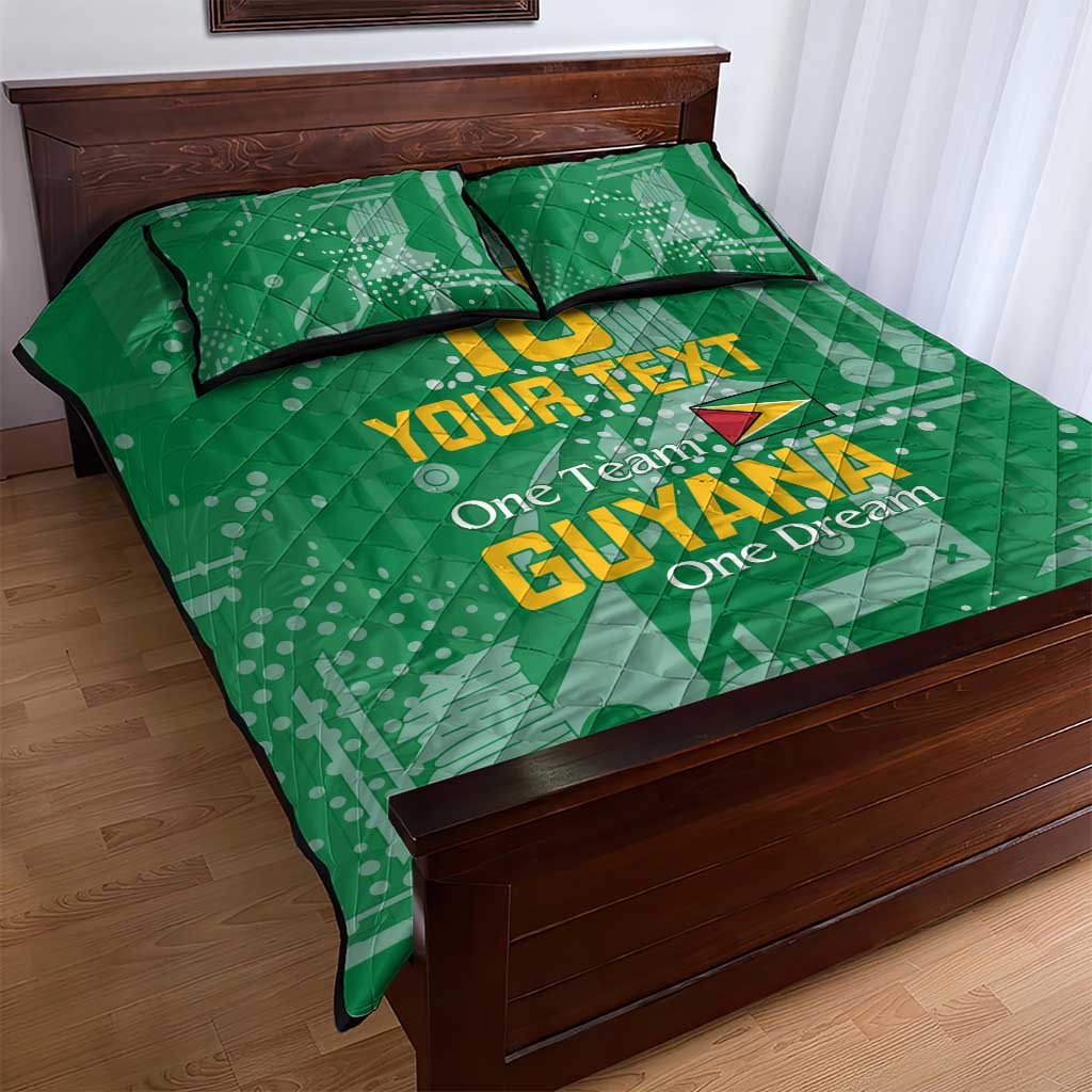 One Team One Game Guyana Football Custom Quilt Bed Set Pride Of Guyana Green Version - African Pride
