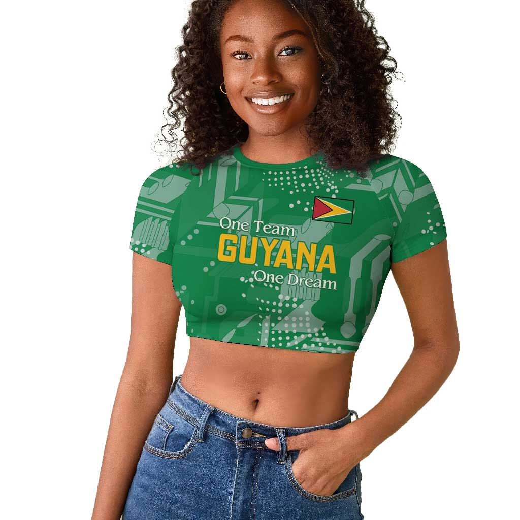 One Team One Game Guyana Football Custom Raglan Cropped T shirt Pride Of Guyana Green Version - African Pride