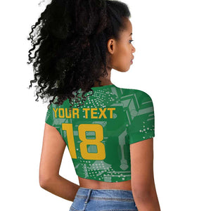 One Team One Game Guyana Football Custom Raglan Cropped T shirt Pride Of Guyana Green Version - African Pride