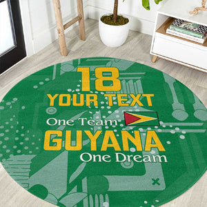 One Team One Game Guyana Football Custom Round Carpet Pride Of Guyana Green Version - African Pride