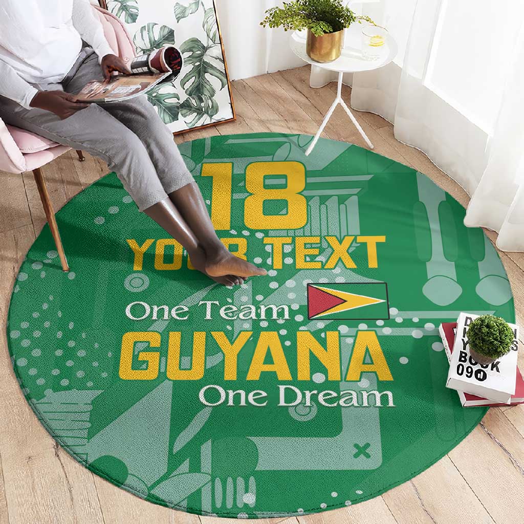 One Team One Game Guyana Football Custom Round Carpet Pride Of Guyana Green Version - African Pride