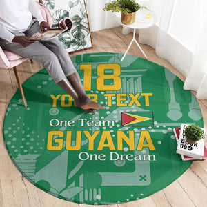 One Team One Game Guyana Football Custom Round Carpet Pride Of Guyana Green Version - African Pride