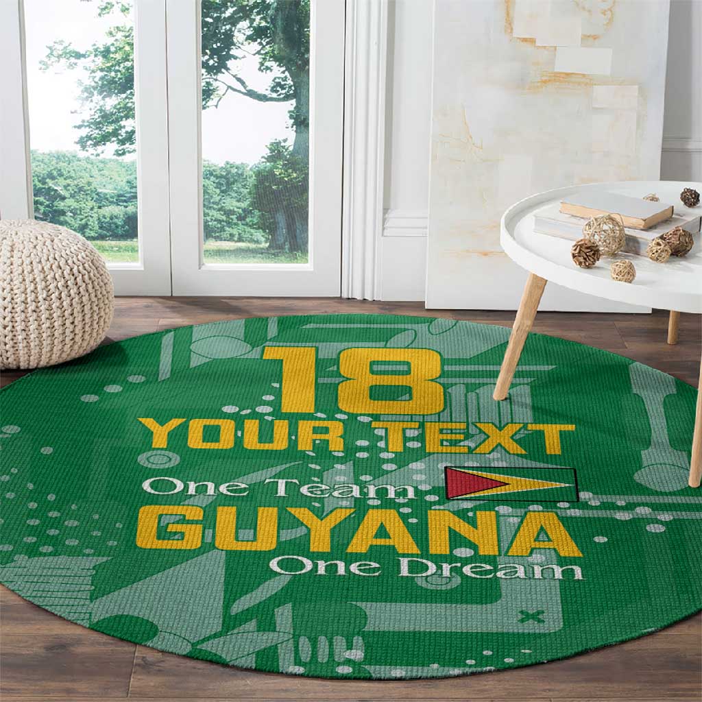 One Team One Game Guyana Football Custom Round Carpet Pride Of Guyana Green Version - African Pride