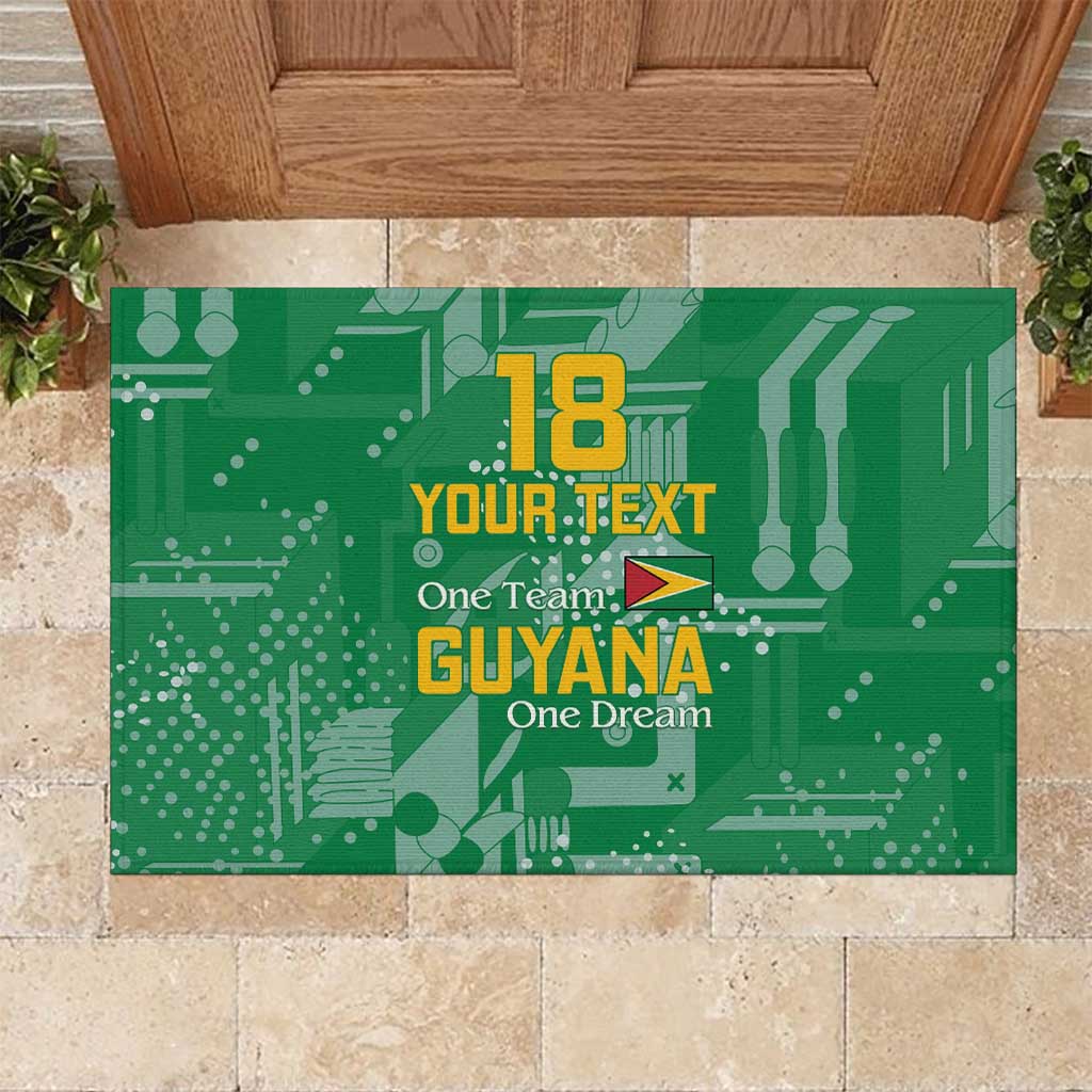 One Team One Game Guyana Football Custom Rubber Doormat Pride Of Guyana Green Version - African Pride