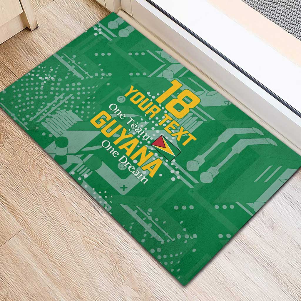 One Team One Game Guyana Football Custom Rubber Doormat Pride Of Guyana Green Version - African Pride
