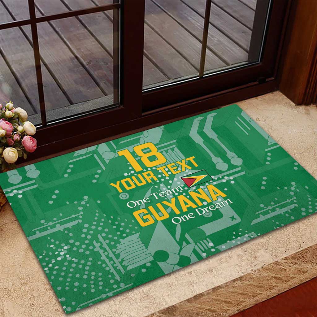 One Team One Game Guyana Football Custom Rubber Doormat Pride Of Guyana Green Version - African Pride