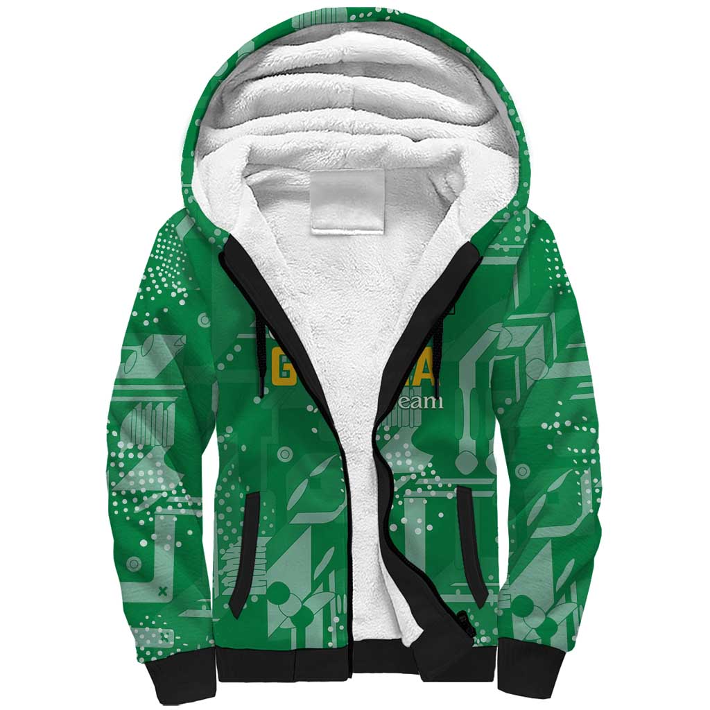 One Team One Game Guyana Football Custom Sherpa Hoodie Pride Of Guyana Green Version - African Pride