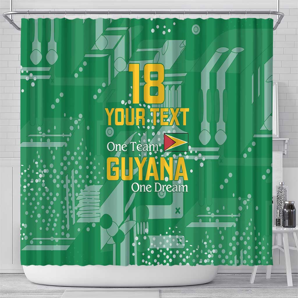 One Team One Game Guyana Football Custom Shower Curtain Pride Of Guyana Green Version - African Pride
