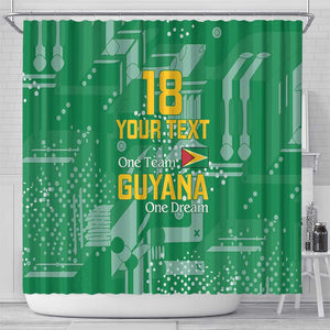 One Team One Game Guyana Football Custom Shower Curtain Pride Of Guyana Green Version - African Pride