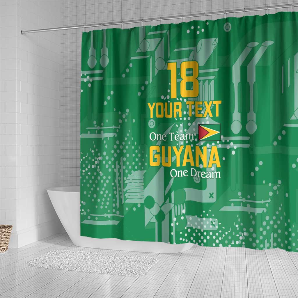 One Team One Game Guyana Football Custom Shower Curtain Pride Of Guyana Green Version - African Pride