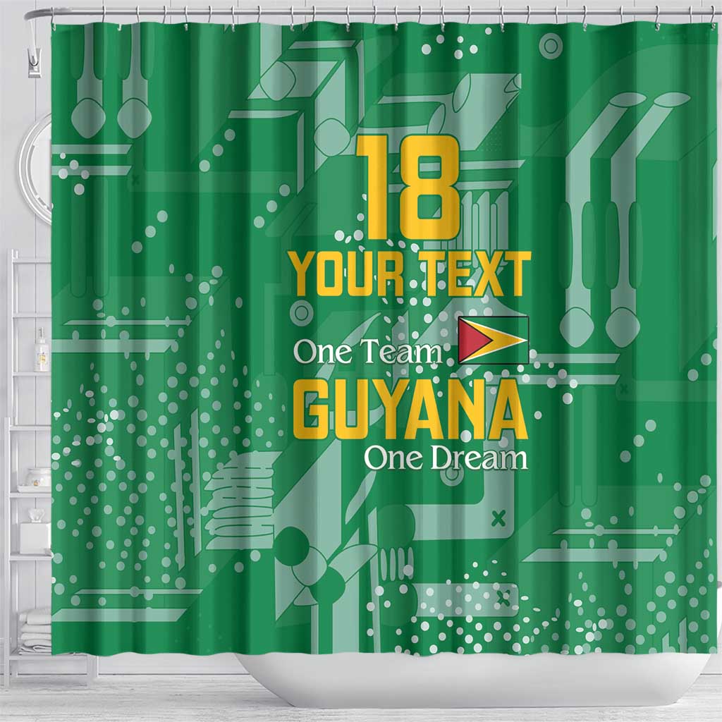 One Team One Game Guyana Football Custom Shower Curtain Pride Of Guyana Green Version - African Pride