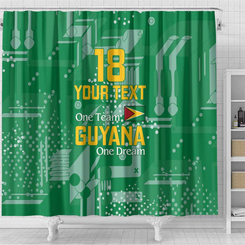 One Team One Game Guyana Football Custom Shower Curtain Pride Of Guyana Green Version - African Pride