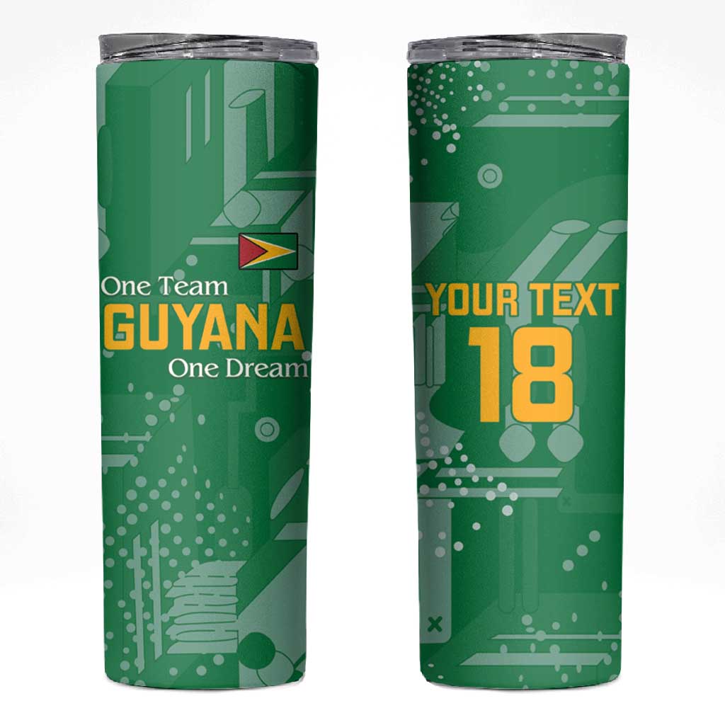 One Team One Game Guyana Football Custom Skinny Tumbler Pride Of Guyana Green Version - African Pride