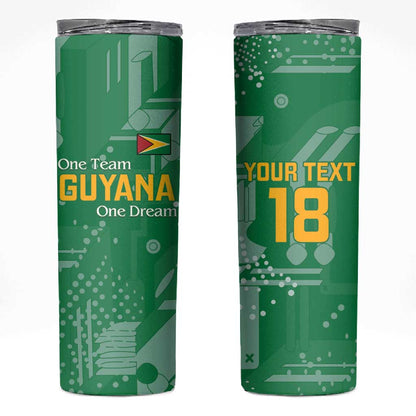One Team One Game Guyana Football Custom Skinny Tumbler Pride Of Guyana Green Version - African Pride