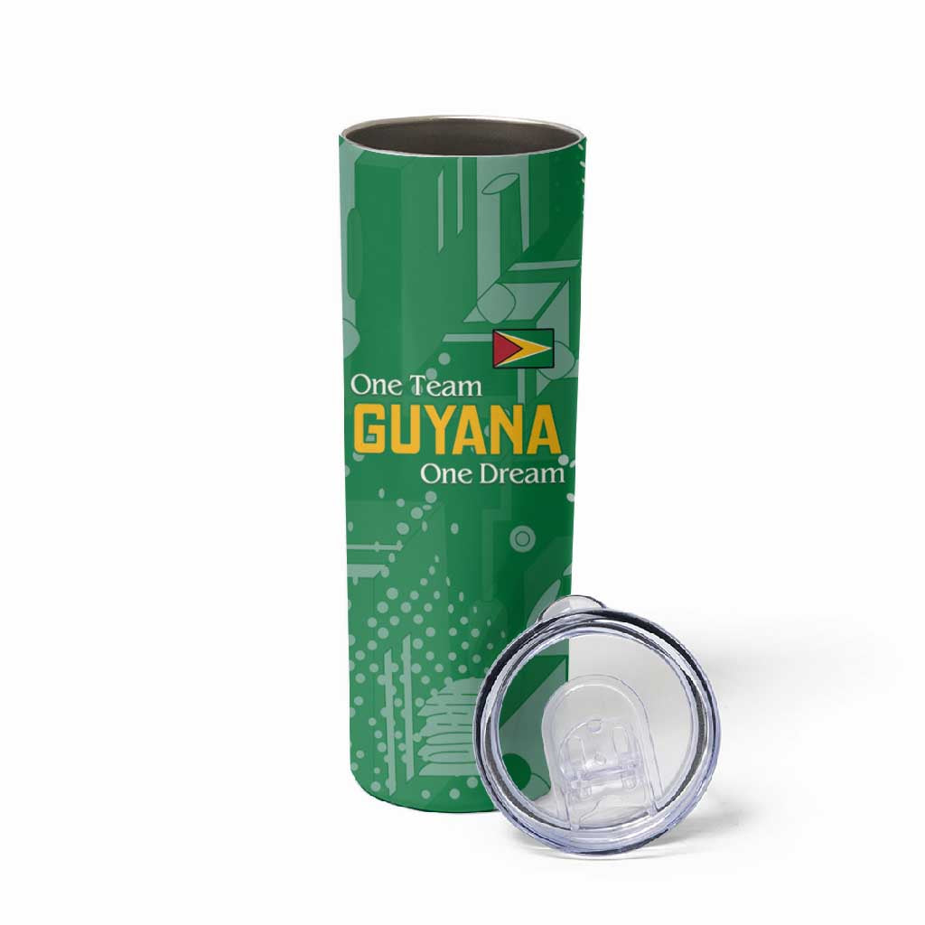One Team One Game Guyana Football Custom Skinny Tumbler Pride Of Guyana Green Version - African Pride