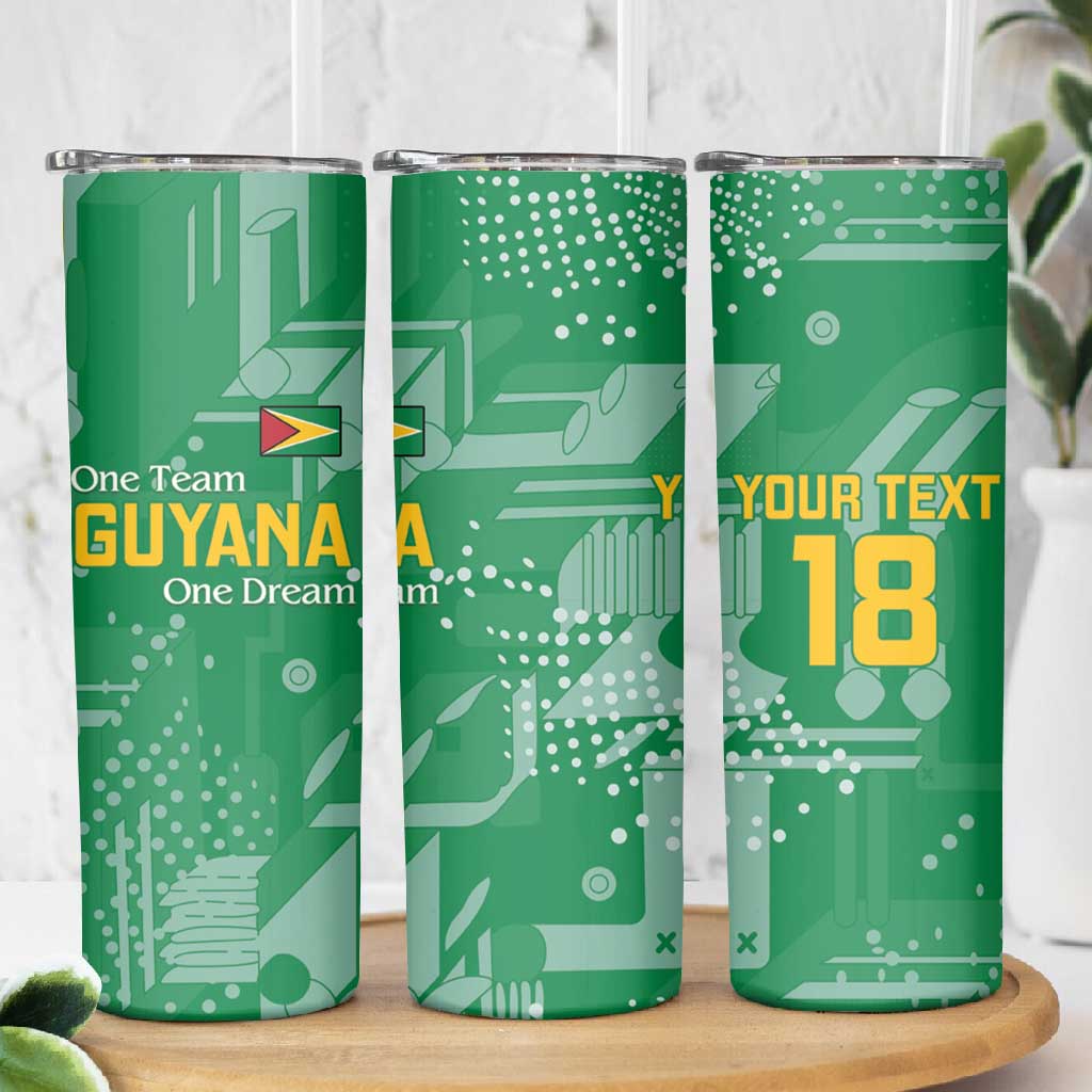 One Team One Game Guyana Football Custom Skinny Tumbler Pride Of Guyana Green Version - African Pride