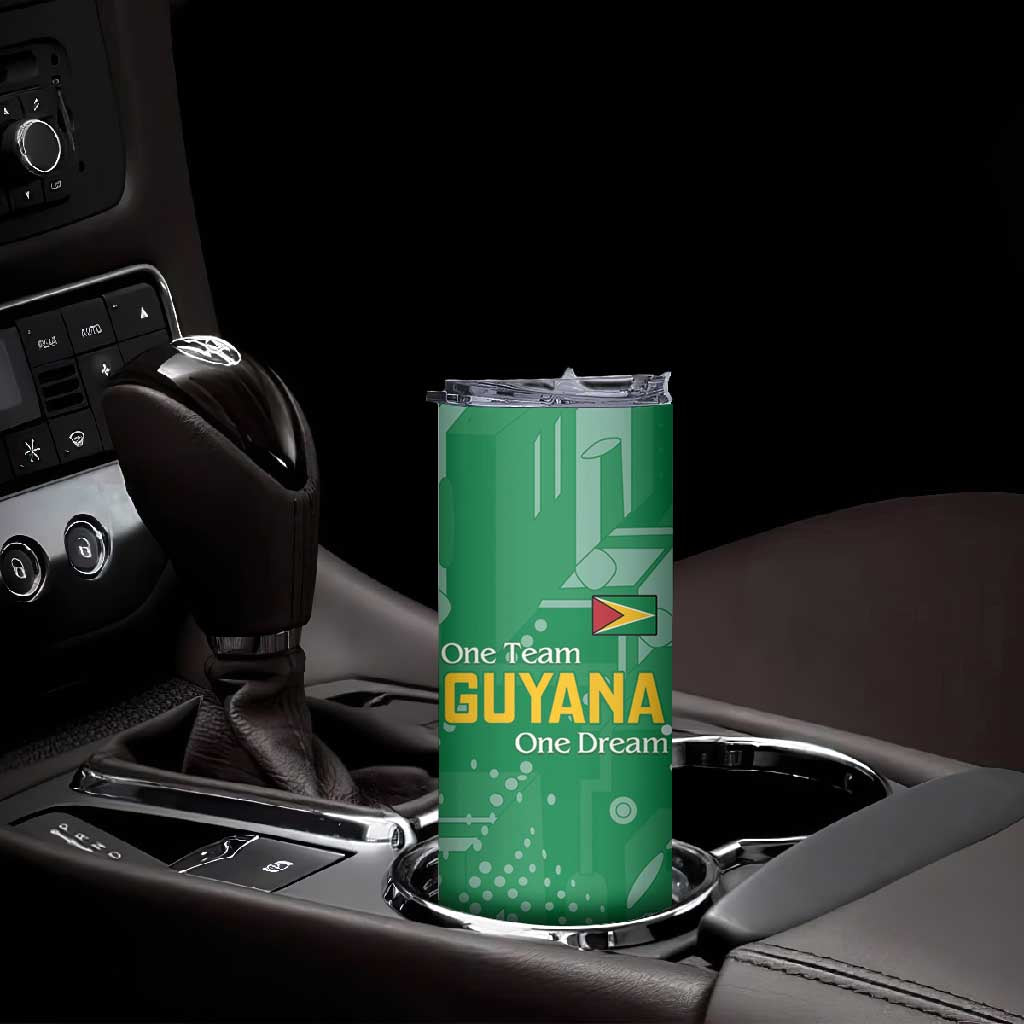 One Team One Game Guyana Football Custom Skinny Tumbler Pride Of Guyana Green Version - African Pride