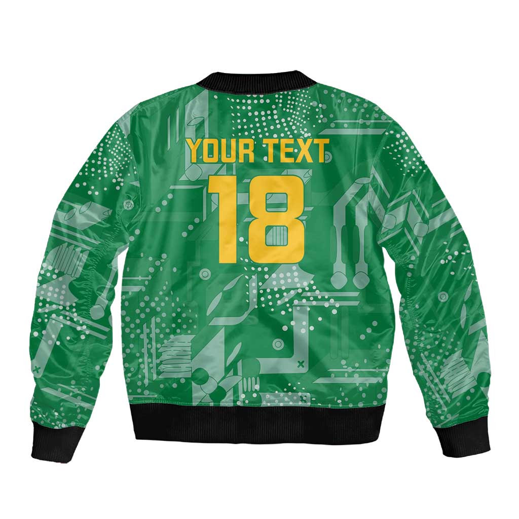 One Team One Game Guyana Football Custom Sleeve Zip Bomber Jacket Pride Of Guyana Green Version - African Pride