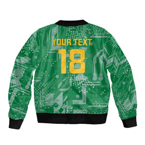 One Team One Game Guyana Football Custom Sleeve Zip Bomber Jacket Pride Of Guyana Green Version - African Pride