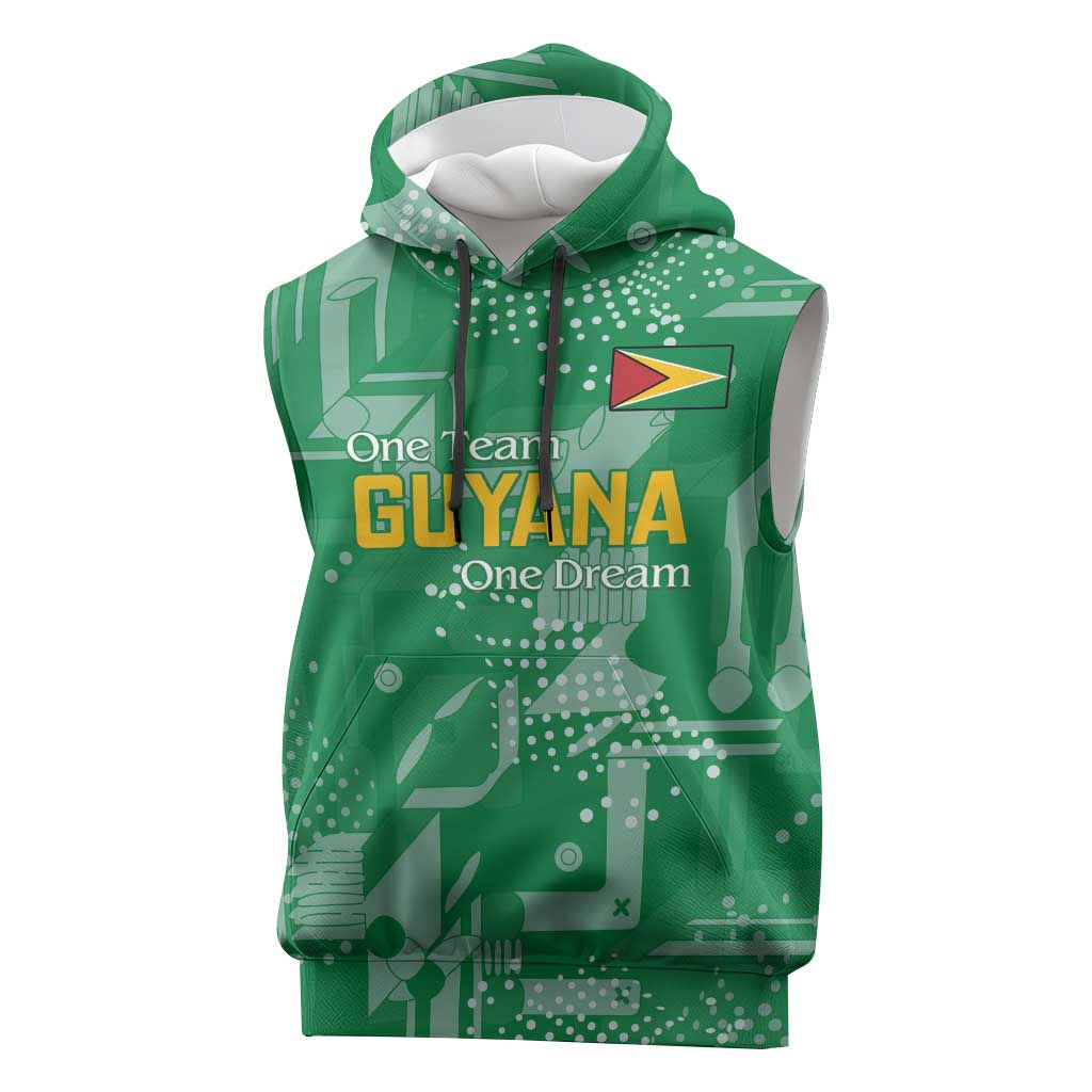 One Team One Game Guyana Football Custom Sleeveless Hoodie Pride Of Guyana Green Version - African Pride