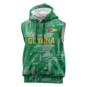 One Team One Game Guyana Football Custom Sleeveless Hoodie Pride Of Guyana Green Version - African Pride