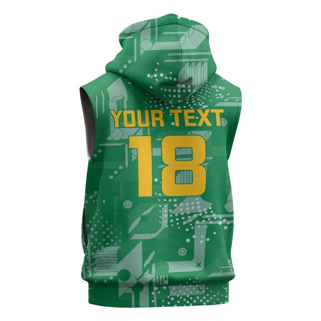 One Team One Game Guyana Football Custom Sleeveless Hoodie Pride Of Guyana Green Version - African Pride