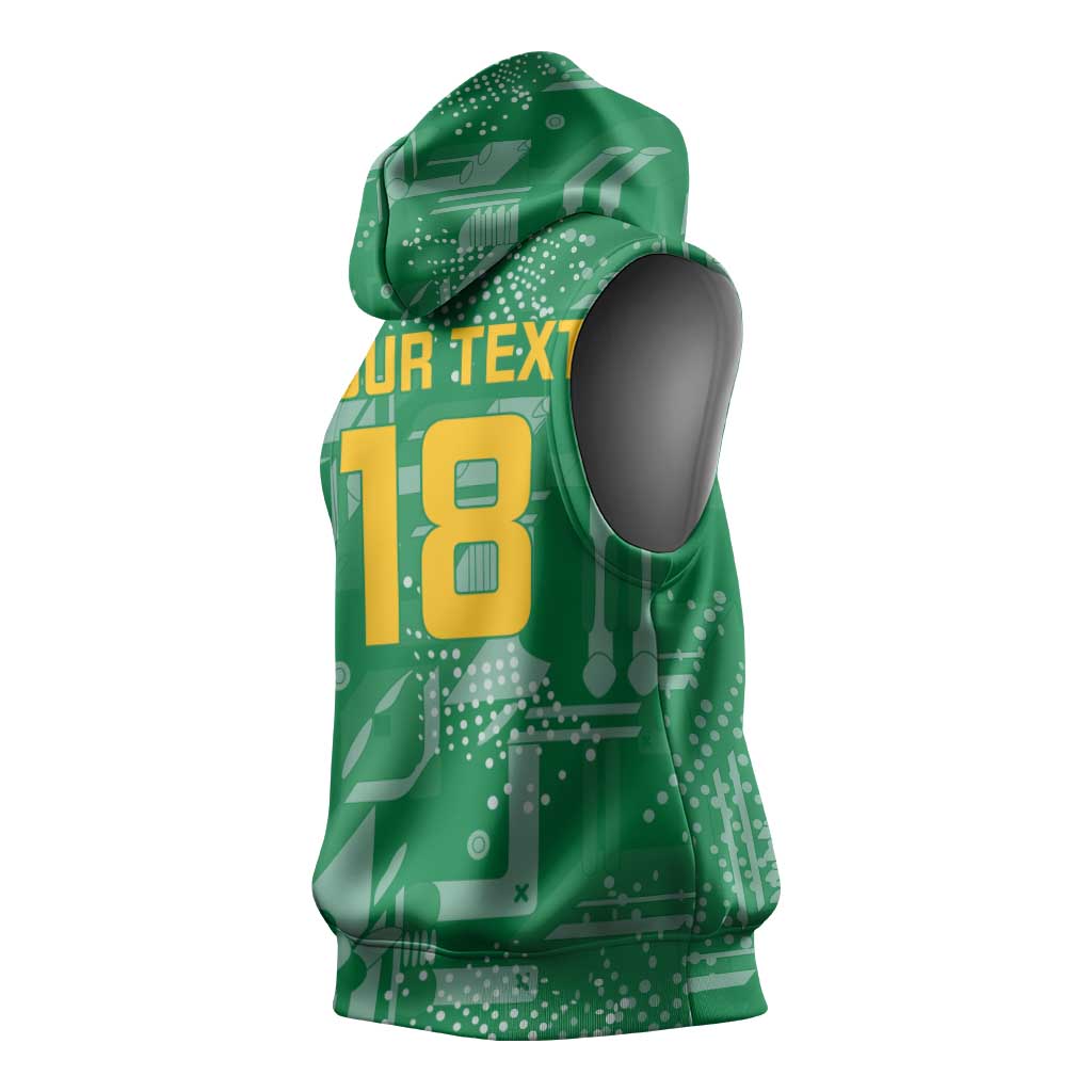 One Team One Game Guyana Football Custom Sleeveless Hoodie Pride Of Guyana Green Version - African Pride