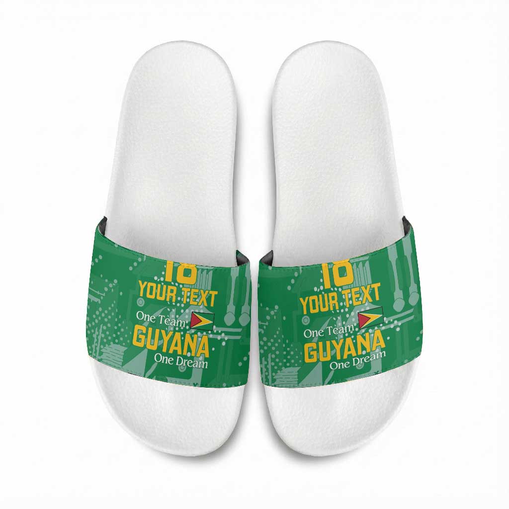 One Team One Game Guyana Football Custom Slide Sandals Pride Of Guyana Green Version