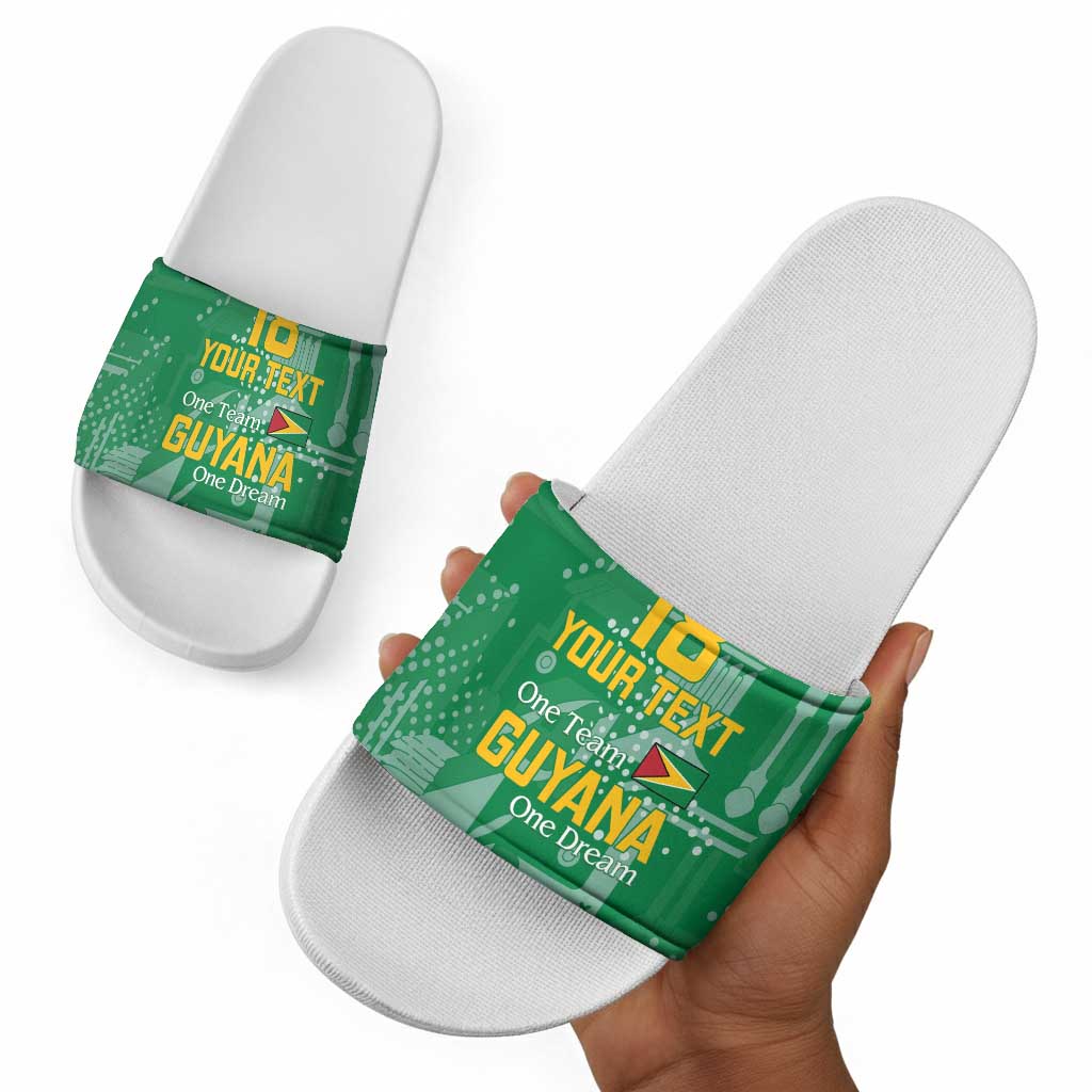 One Team One Game Guyana Football Custom Slide Sandals Pride Of Guyana Green Version