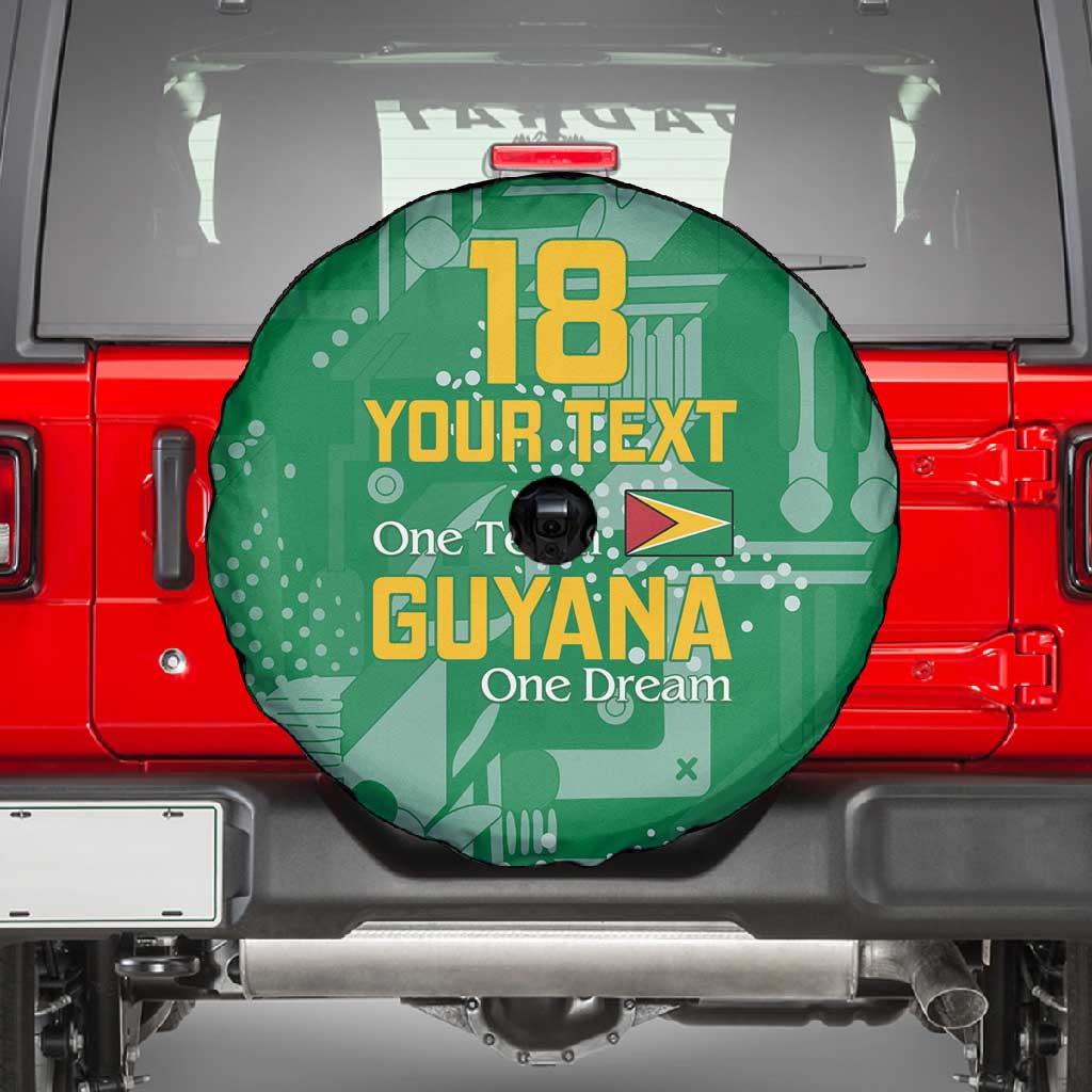 One Team One Game Guyana Football Custom Spare Tire Cover Pride Of Guyana Green Version - African Pride