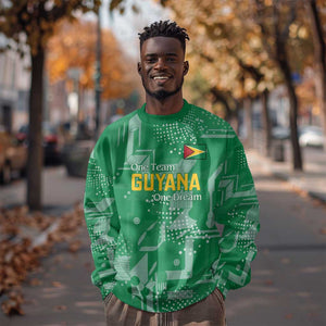 One Team One Game Guyana Football Custom Sweatshirt Pride Of Guyana Green Version - African Pride