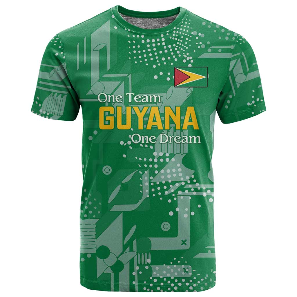 One Team One Game Guyana Football Custom T shirt Pride Of Guyana Green Version - African Pride