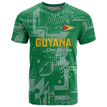 One Team One Game Guyana Football Custom T shirt Pride Of Guyana Green Version - African Pride