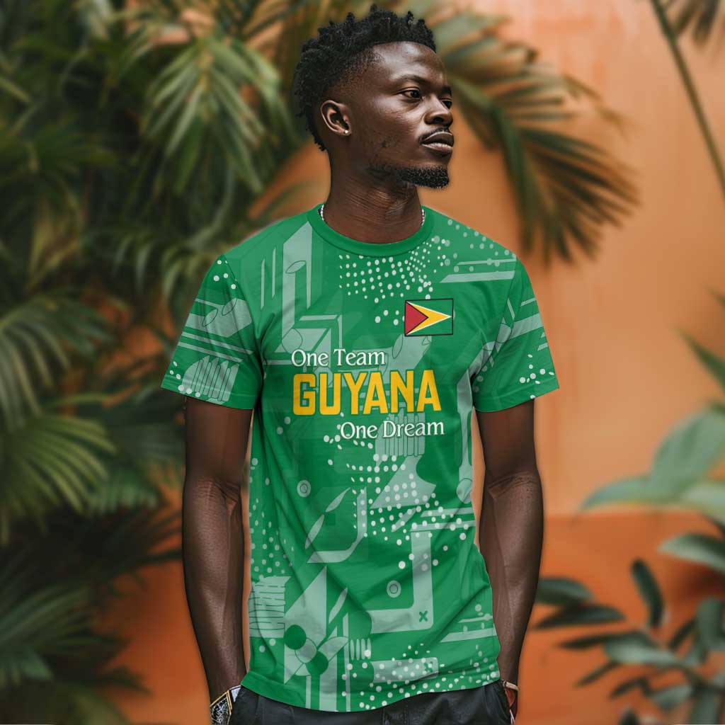 One Team One Game Guyana Football Custom T shirt Pride Of Guyana Green Version - African Pride