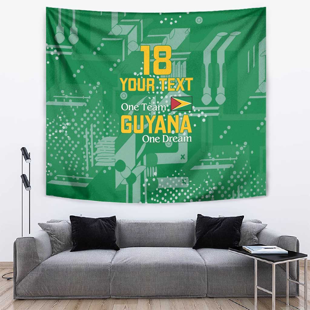 One Team One Game Guyana Football Custom Tapestry Pride Of Guyana Green Version - African Pride