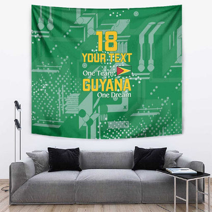 One Team One Game Guyana Football Custom Tapestry Pride Of Guyana Green Version - African Pride