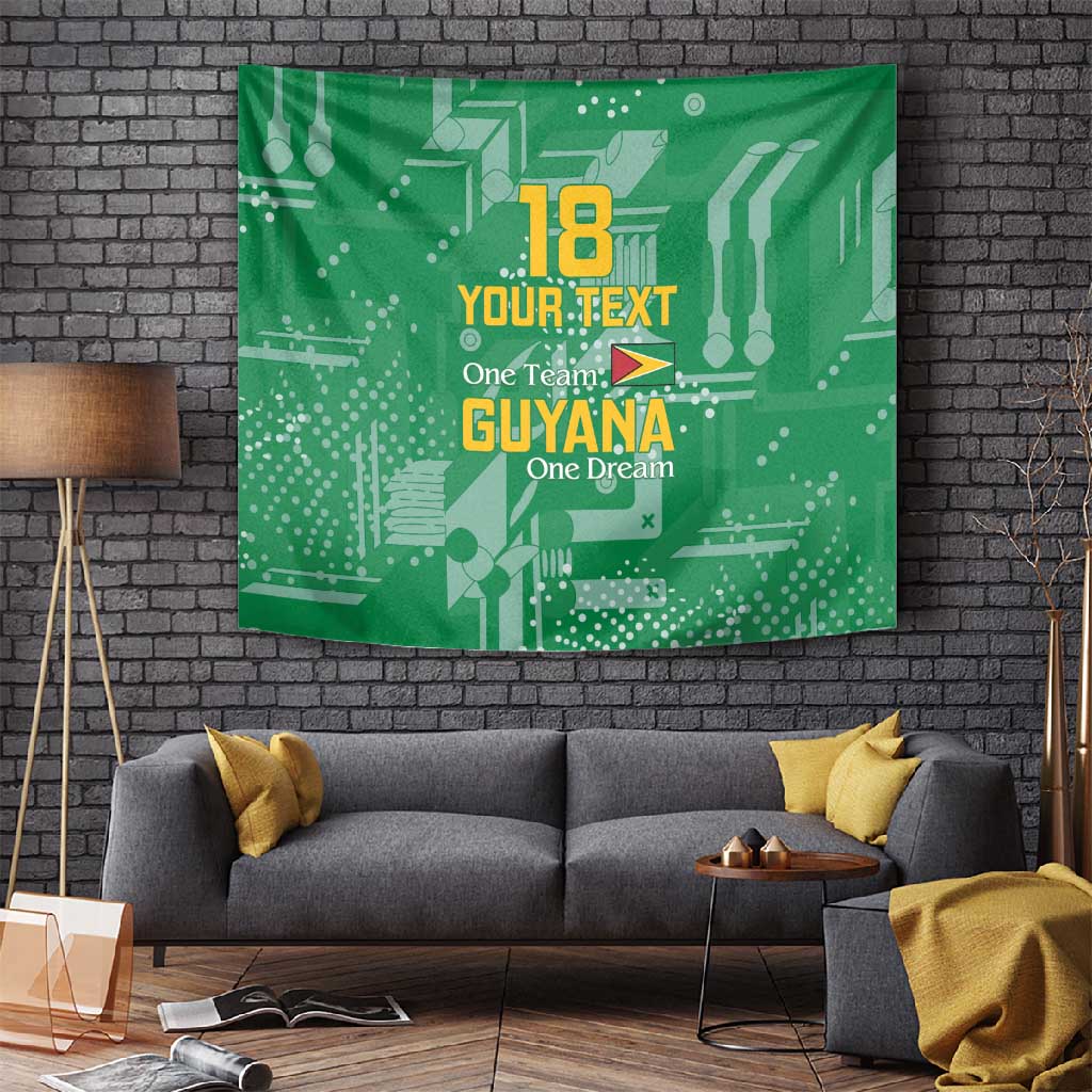 One Team One Game Guyana Football Custom Tapestry Pride Of Guyana Green Version - African Pride