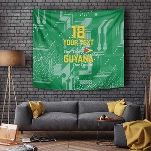 One Team One Game Guyana Football Custom Tapestry Pride Of Guyana Green Version - African Pride