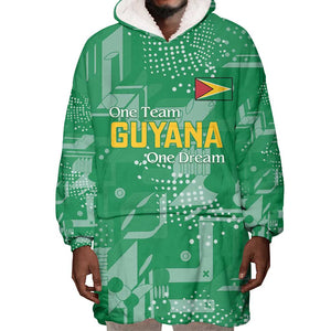One Team One Game Guyana Football Custom Wearable Blanket Hoodie Pride Of Guyana Green Version - African Pride